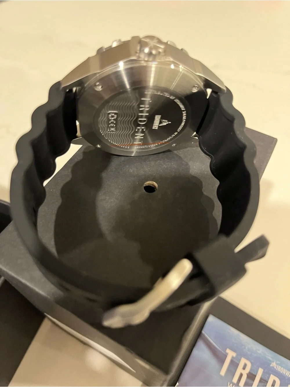 IronWay Trident 300 Solar Powered Quartz 30ATM Dive Watch Black Rubber Strap NWT